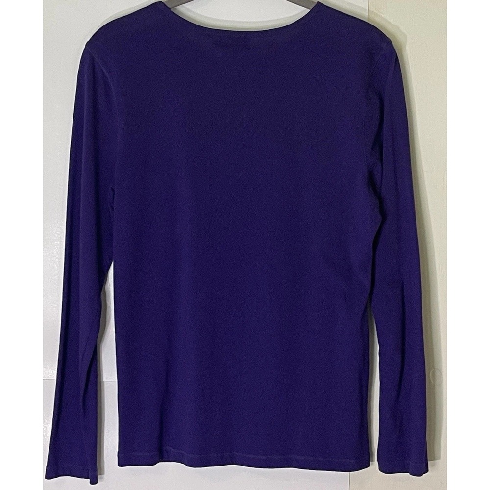 LRL Lauren Jeans Co Purple Beaded Logo Horse Pullover Top Women's M‎ - Picture 4 of 8